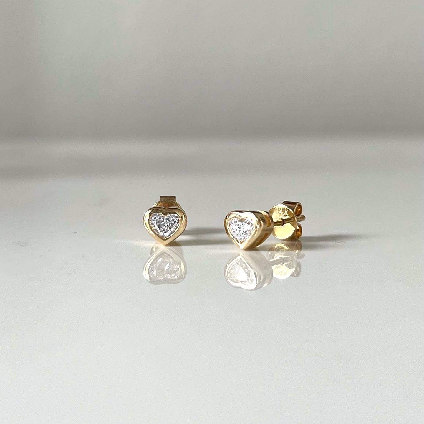 Heart Diamond Stud Earrings