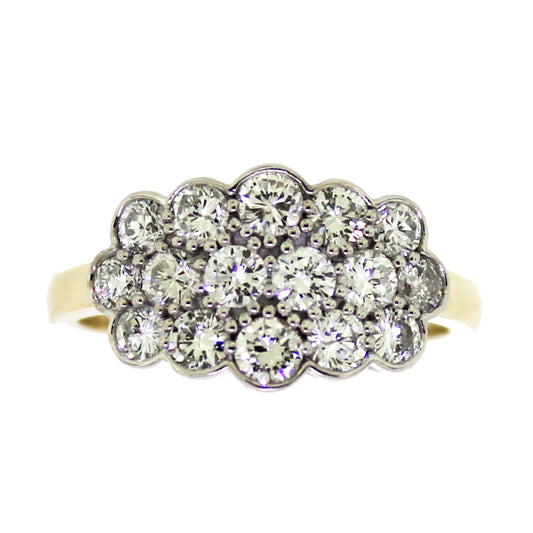 1.38 ctw Mixed Metal Diamond Cluster Ring