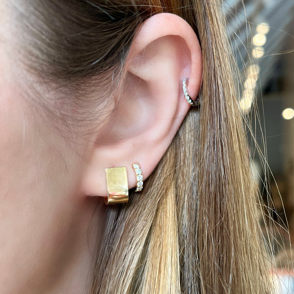 Mini Chunky Diamond Huggie Earrings