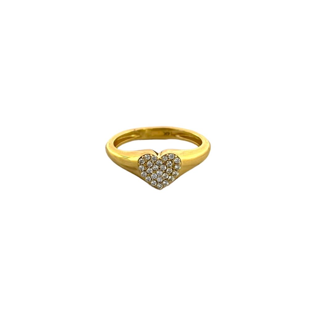 Pave Diamond Heart Pinky Ring