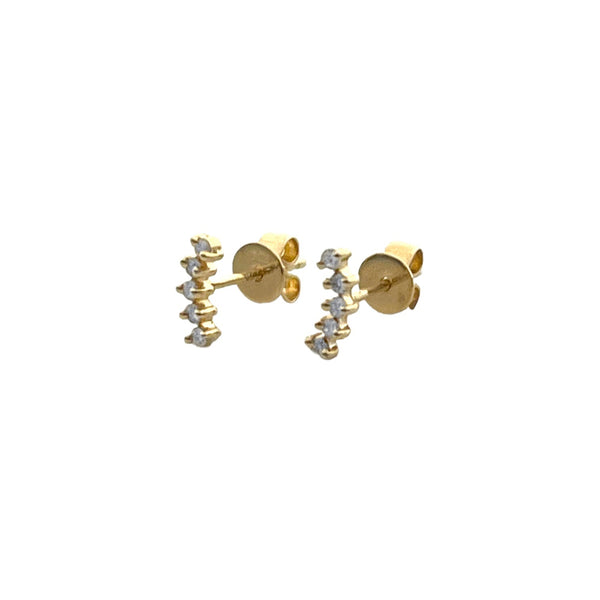 Curved Diamond Stud Earrings