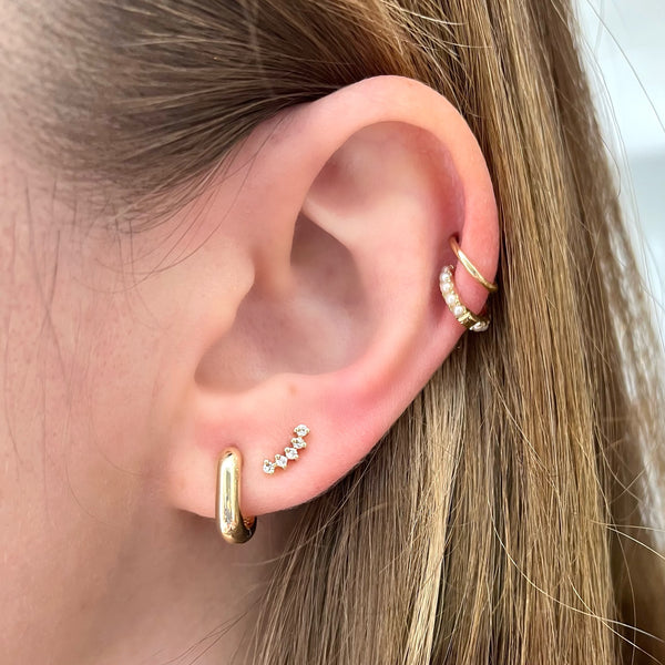Curved Diamond Stud Earrings