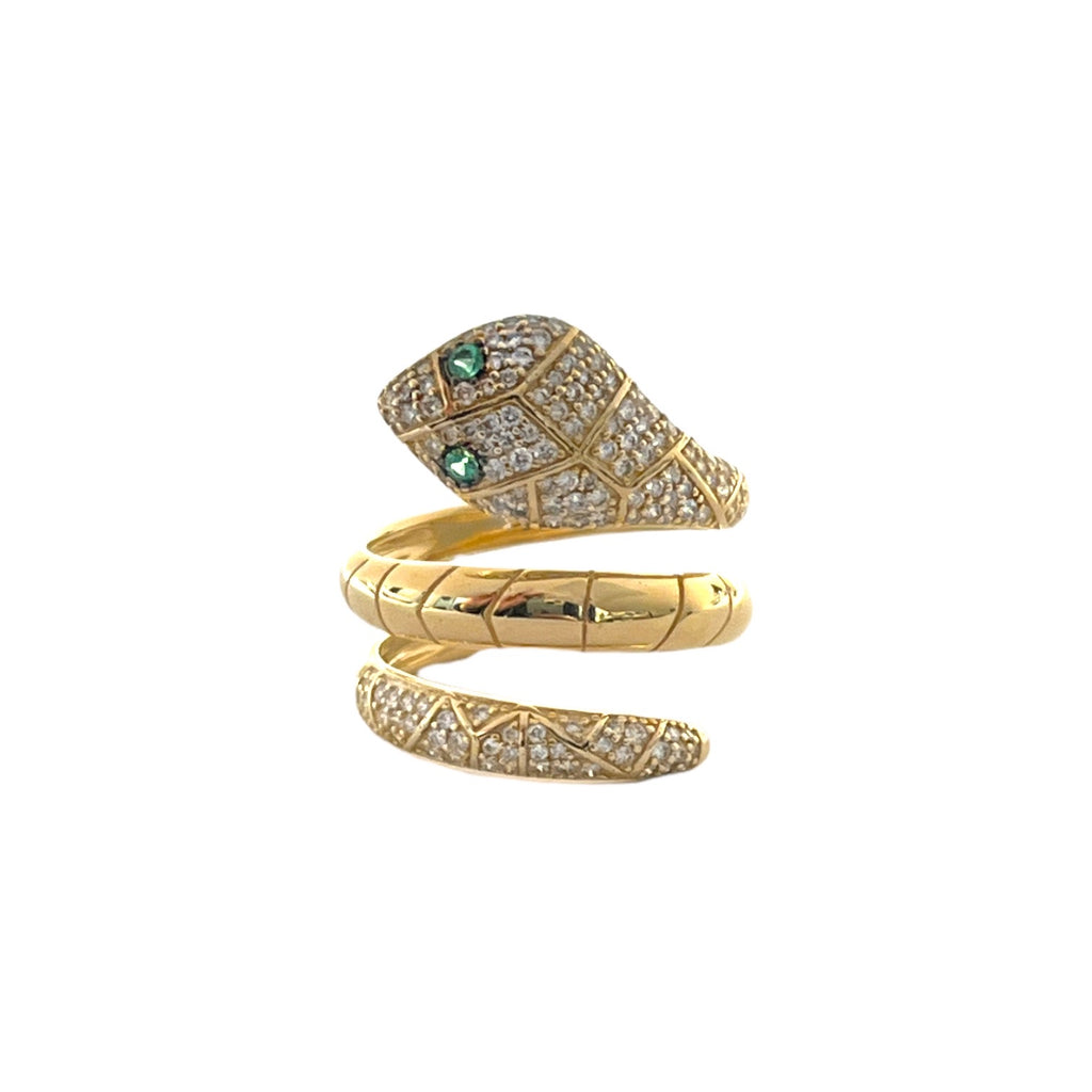 Diamond & Emerald Snake Wrap Ring