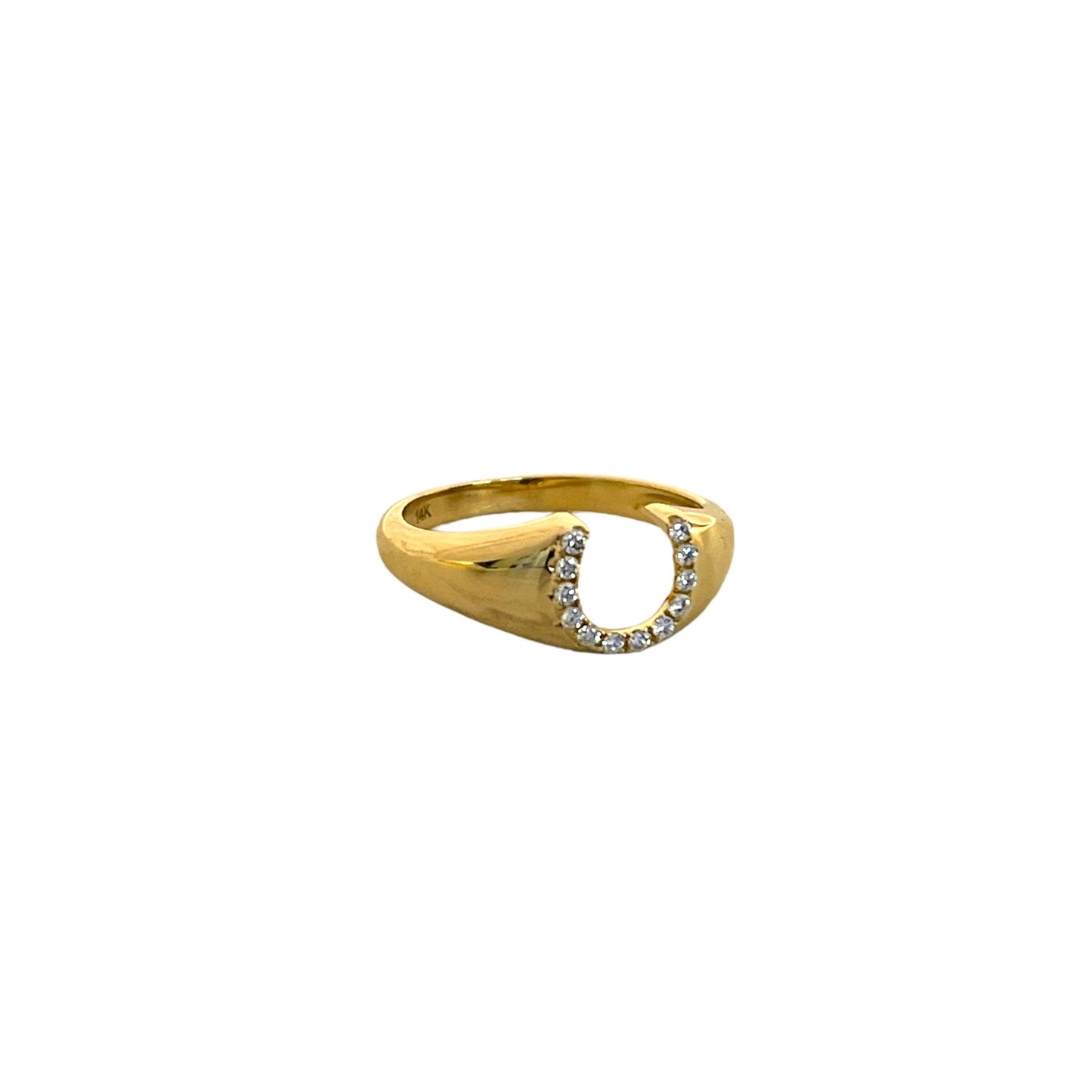 Diamond Horseshoe Signet Ring