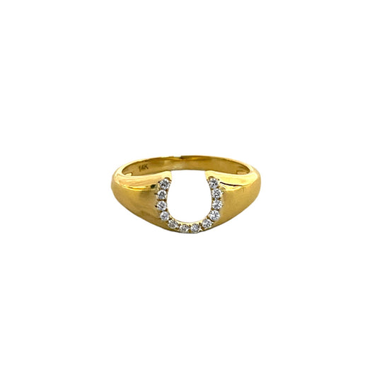 Diamond Horseshoe Signet Ring