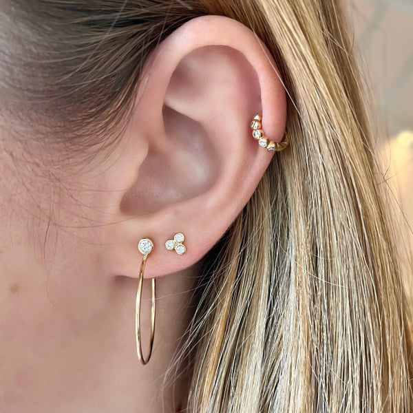 Thin Diamond Accent Hoop Earrings