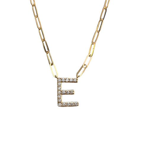 Diamond "E" Initial Necklace