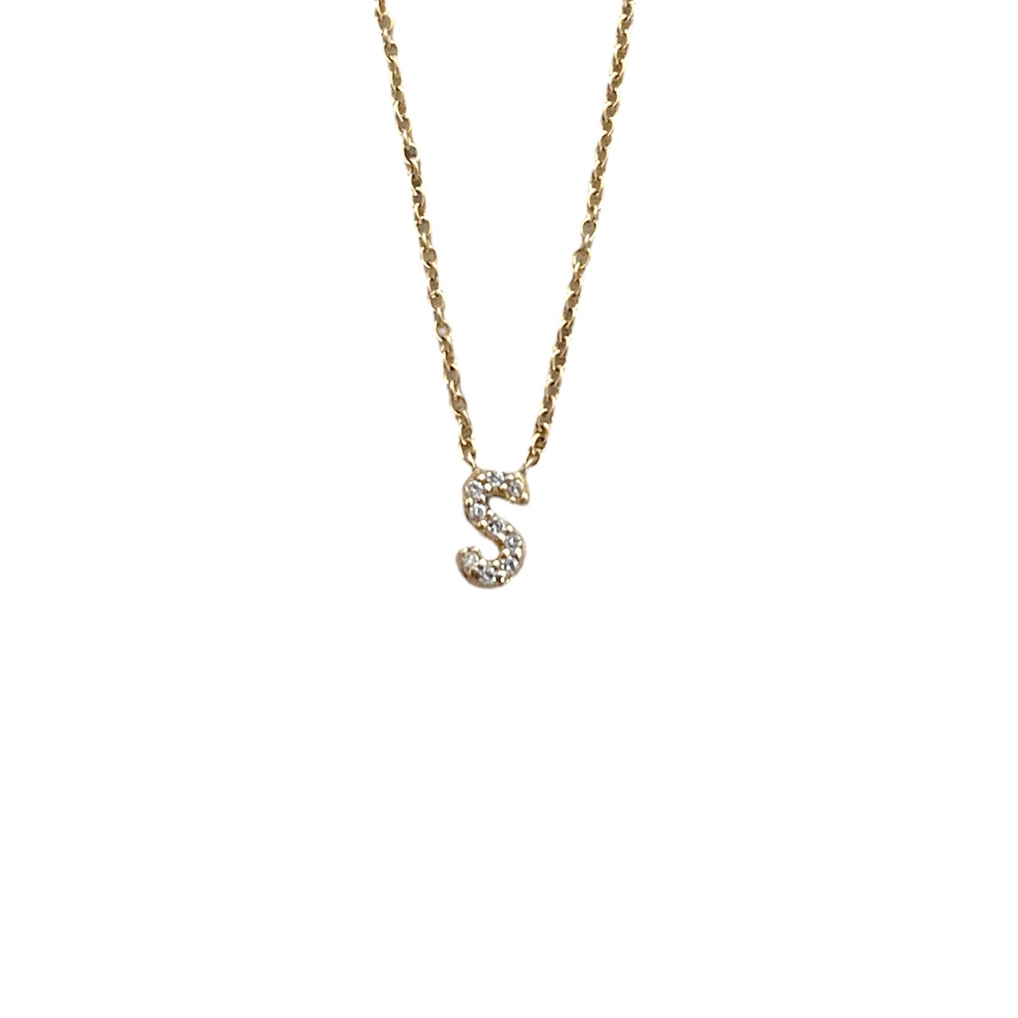 Mini Diamond "S" Initial Necklace