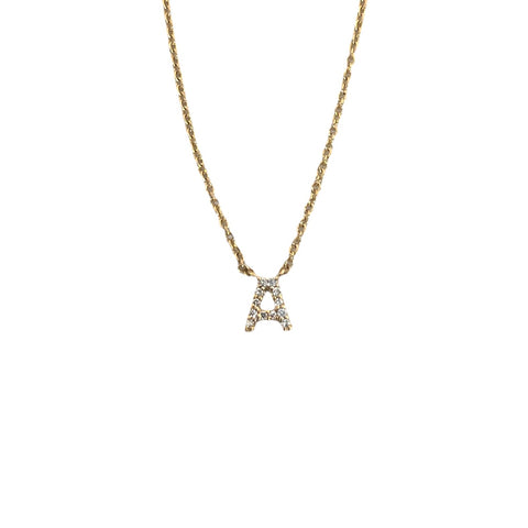 Mini Diamond "A" Initial Necklace