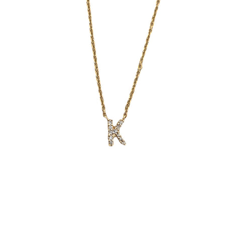 Mini Diamond "K" Initial Necklace