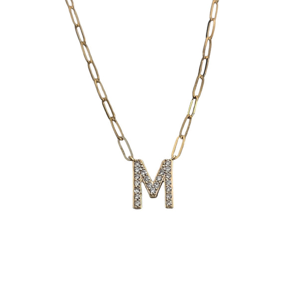 Diamond "M" Initial Necklace
