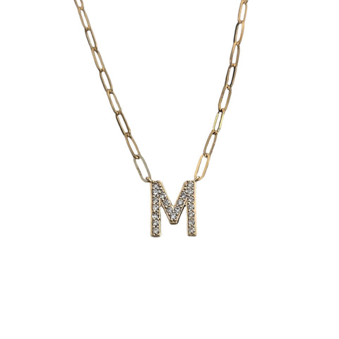 Diamond "M" Initial Necklace