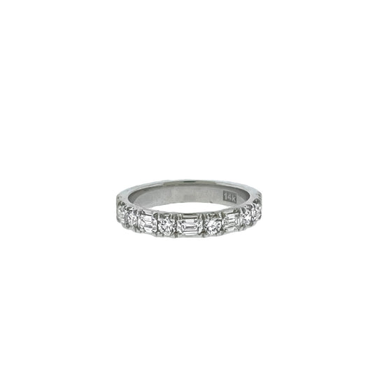 Alternating Round & Emerald Cut Diamond Anniversary Band