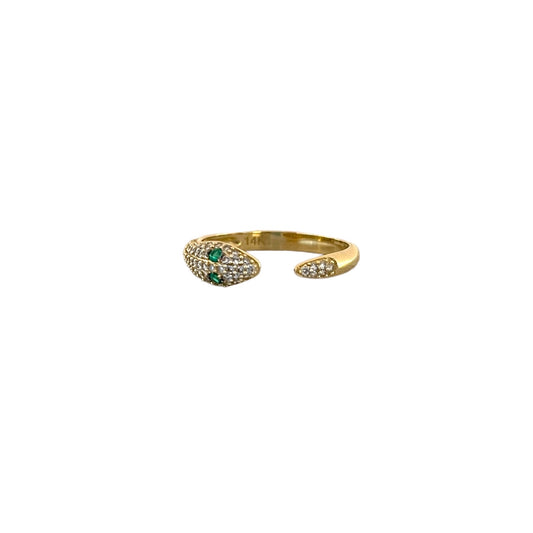 Diamond & Emerald Open Snake Ring
