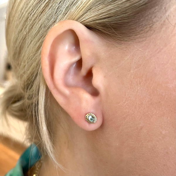 Green Sapphire Stud Earrings
