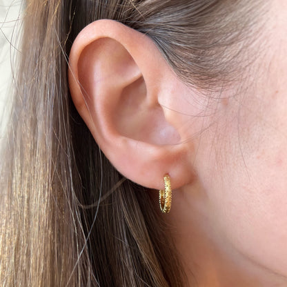 Plain Gold Hoop with Trio Beaded Detail