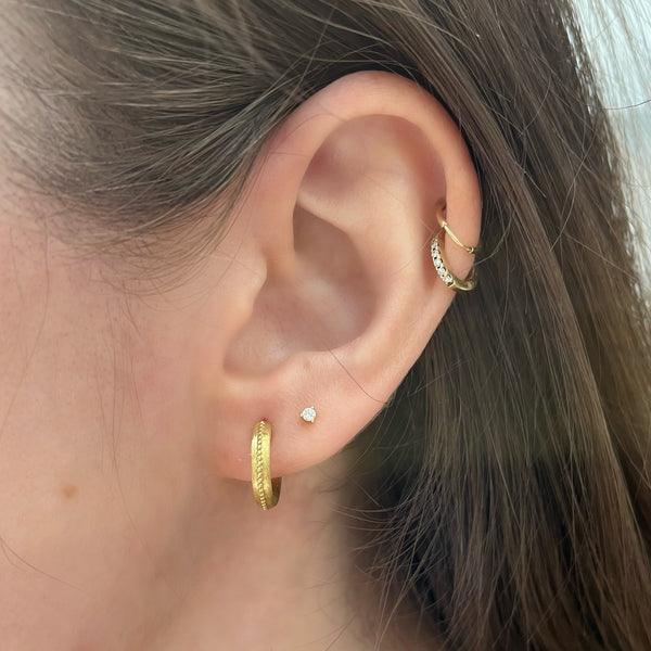 Plain Gold Hoop with Beaded Line Detail