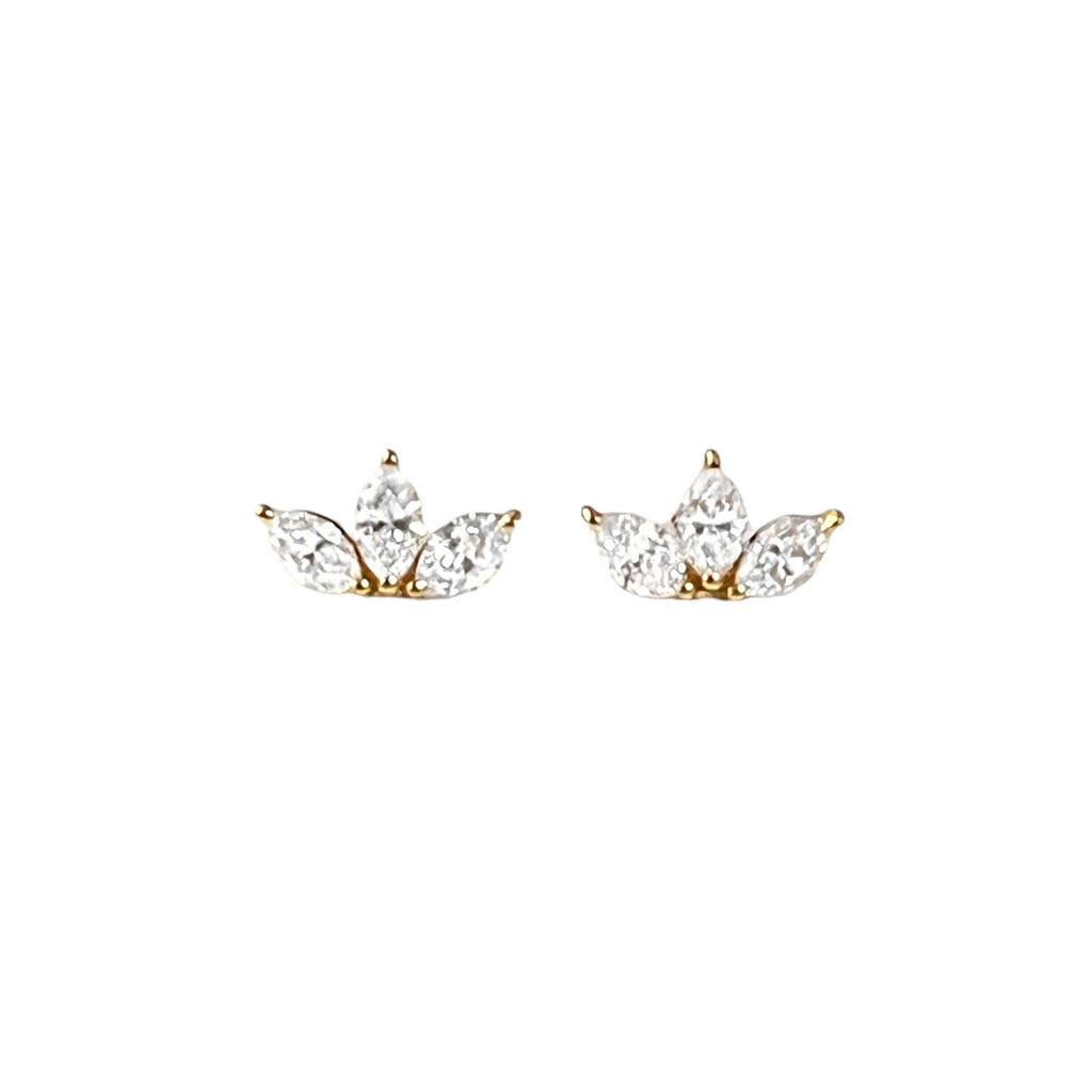 Triple Marquise Diamond Stud Earrings