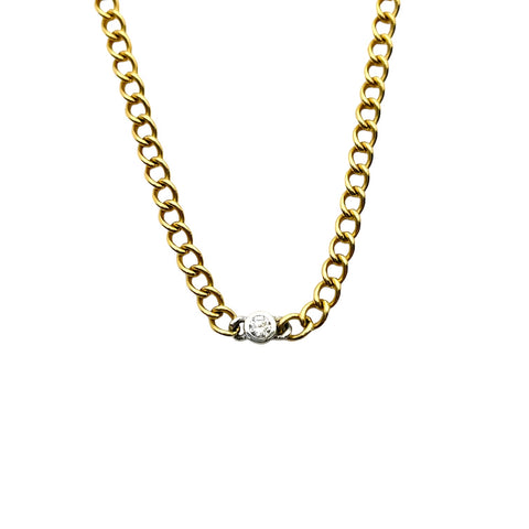 Curb Chain with Diamond Center Necklace