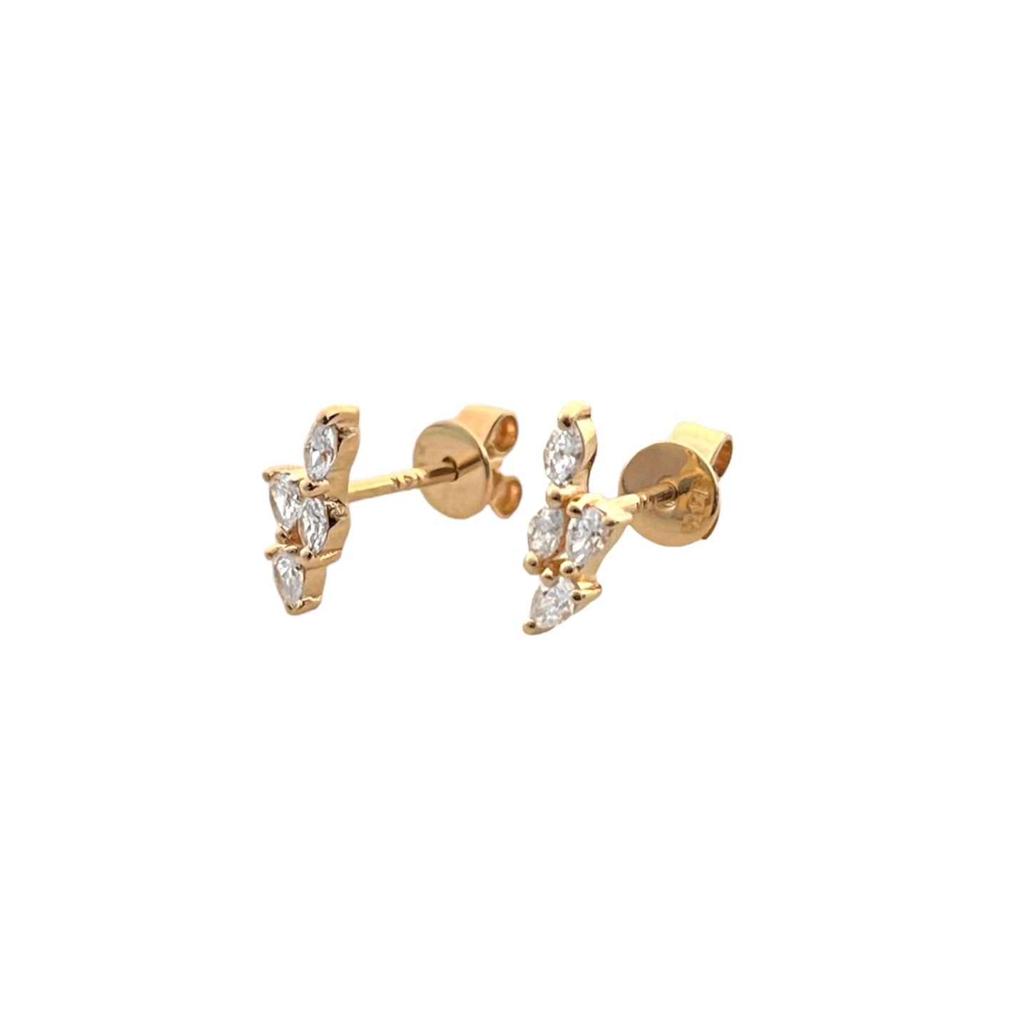 Marquise & Pear Diamond Cluster Stud Earrings
