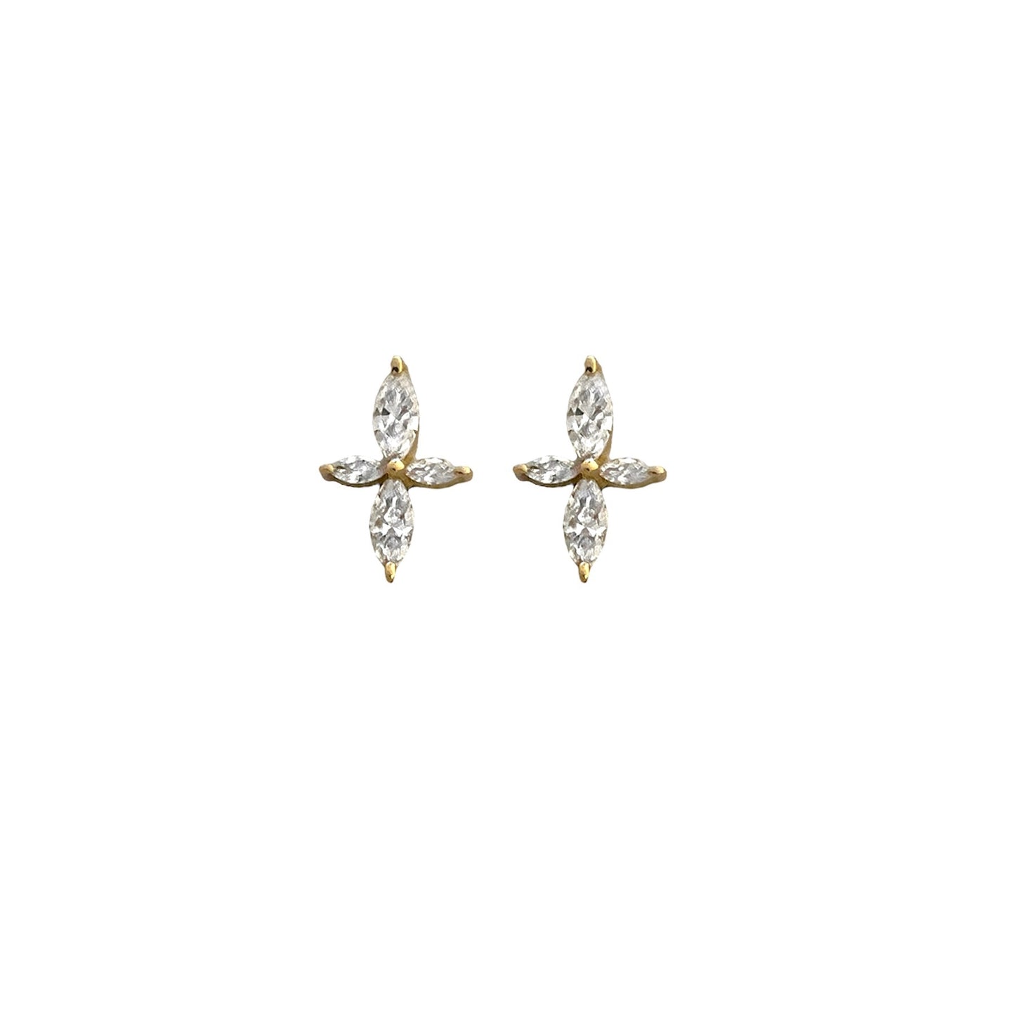 Marquise Diamond Cross Stud Earrings
