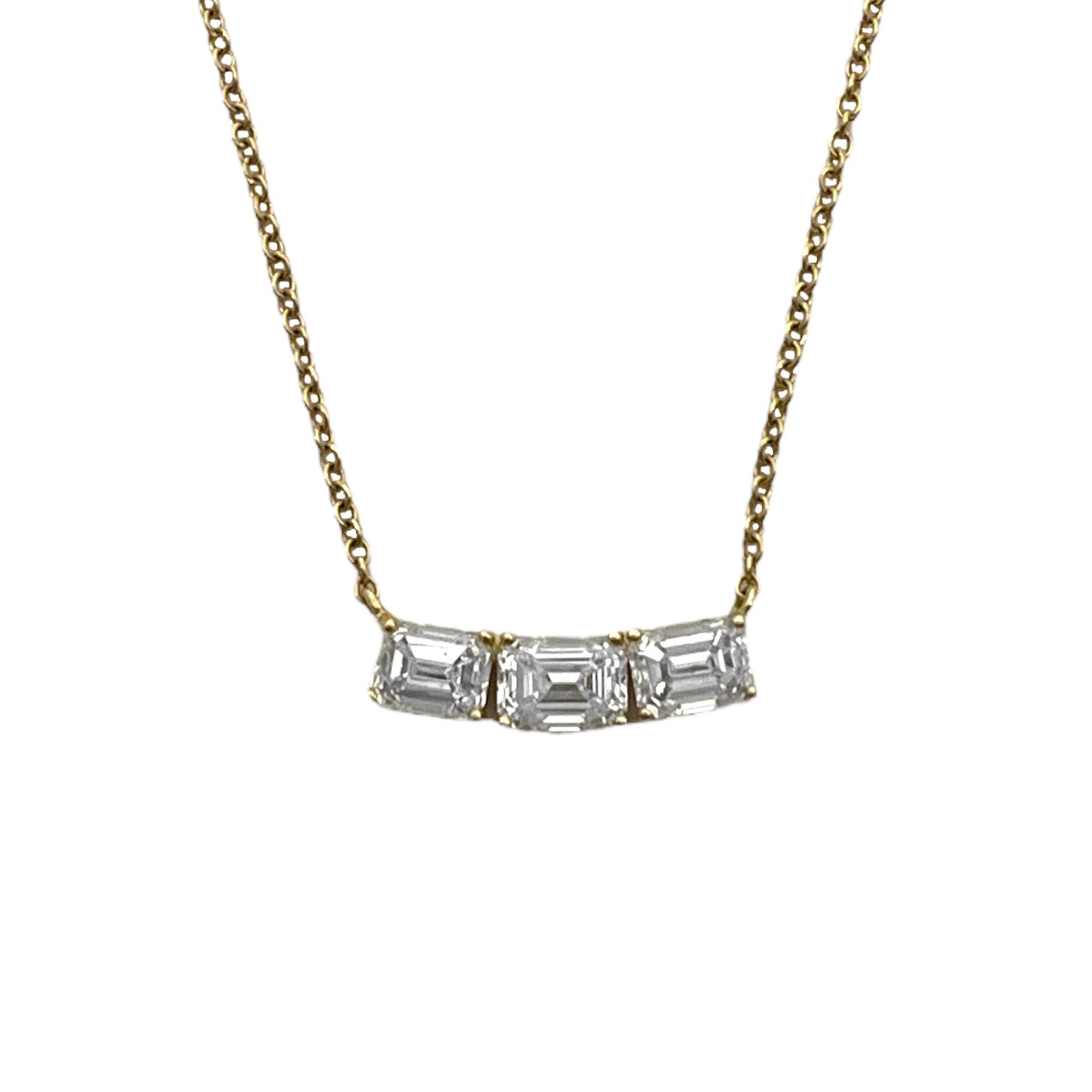 Triple Emerald Cut Diamond Necklace