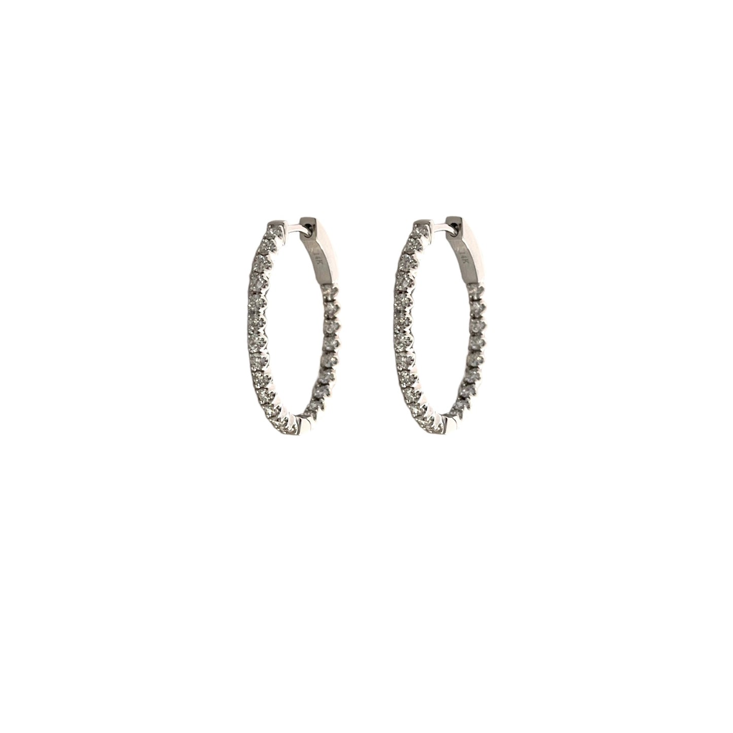 Inside Out Oval Diamond Hoop Earrings