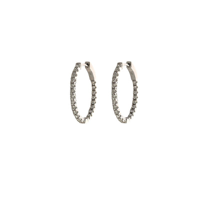 Inside Out Oval Diamond White Gold Hoops