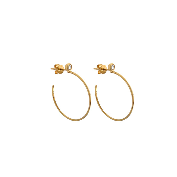 Thin Diamond Accent Hoop Earrings