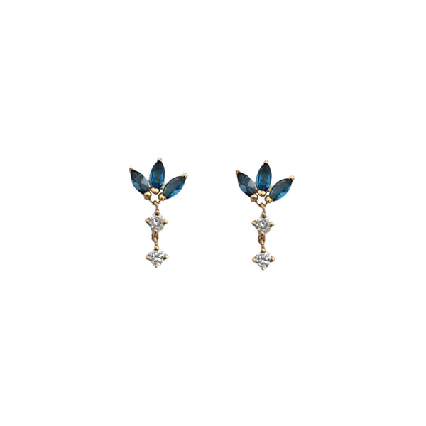 London Blue Topaz with Diamond Drop Earrings