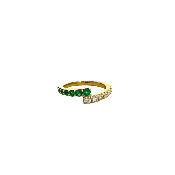 Emerald & Diamond Bypass Ring