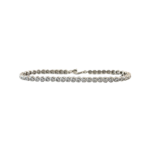 14k White Gold Bezel Set Diamond Tennis Bracelet