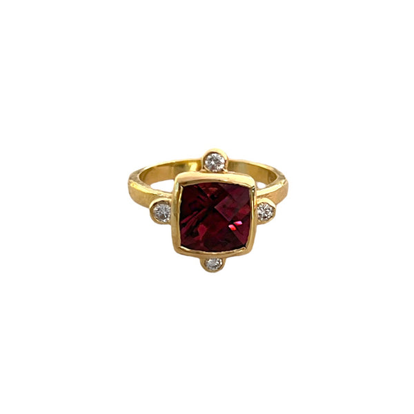 Rhodolite Garnet with Diamonds Ring