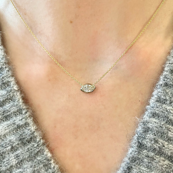 Marquise Diamond Solitaire Necklace
