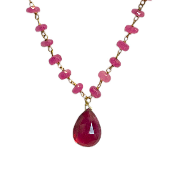 Ruby Wire Wrap Chain Necklace