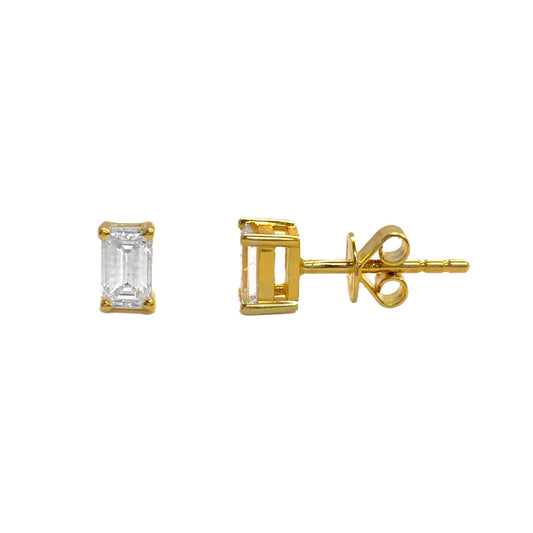 Emerald Cut Diamond Earrings