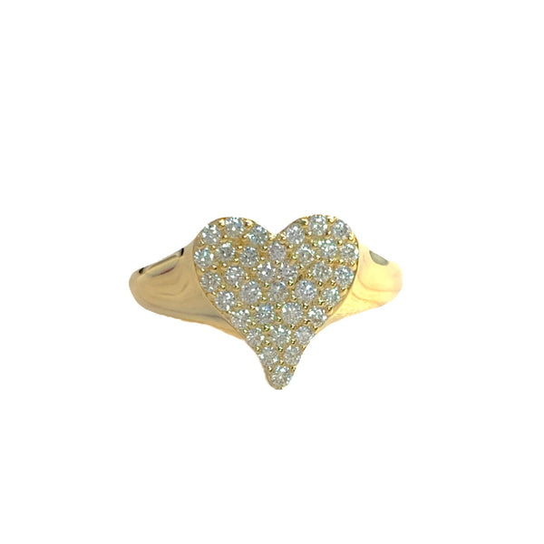 Pave Diamond Heart Signet Ring