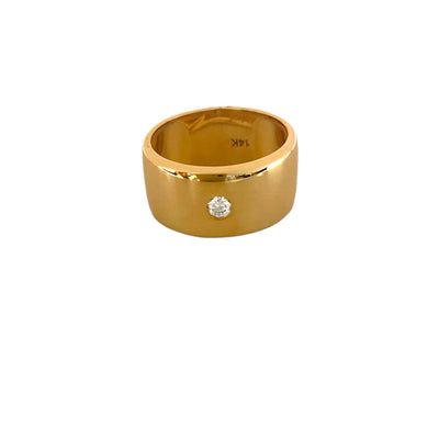 Thick Gold Band with Round Diamond