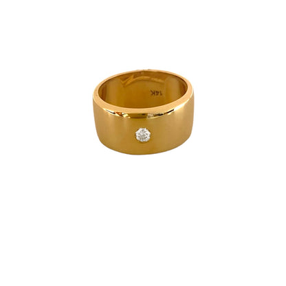 Thick Gold Band with Round Diamond
