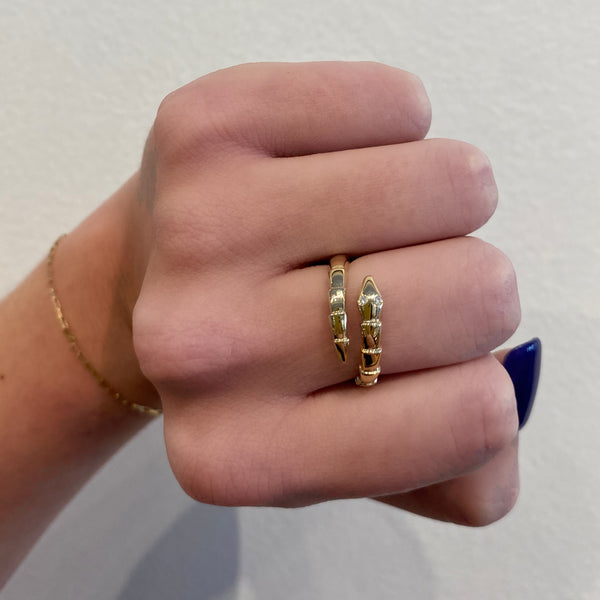 Gold Snake with Diamond Eyes Ring