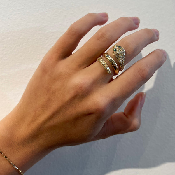 Diamond & Emerald Snake Wrap Ring