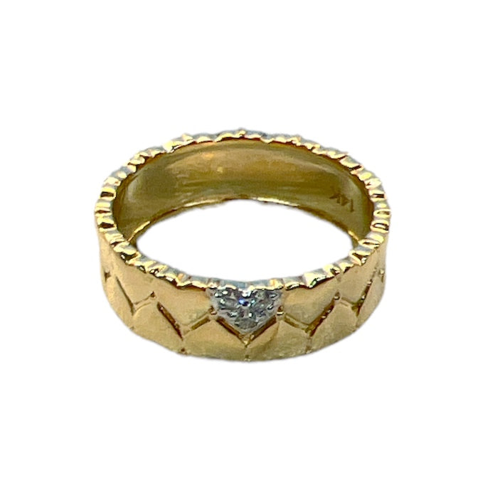 Gold Heart Ring with Diamonds