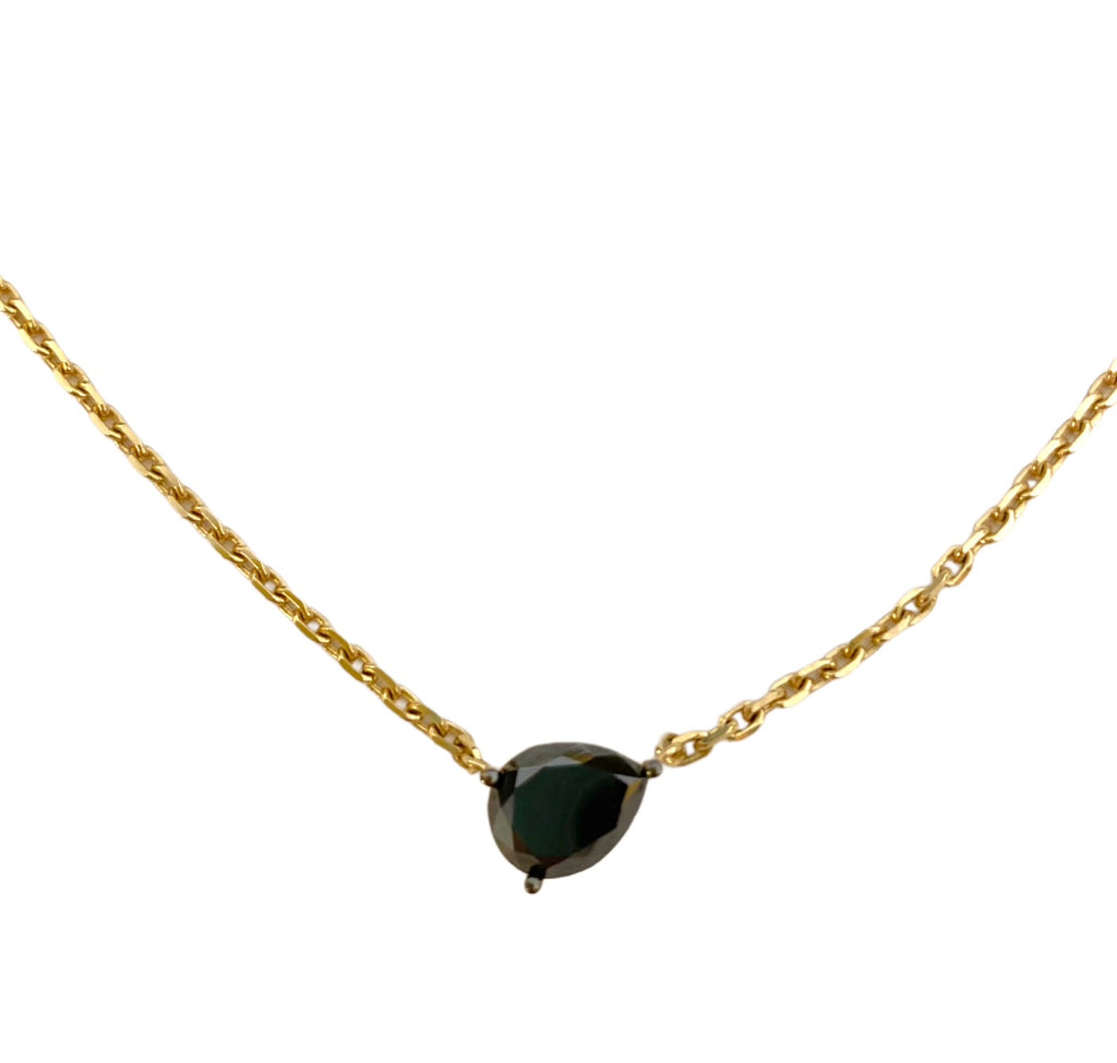 Pear Shape Black Diamond Solitaire Necklace