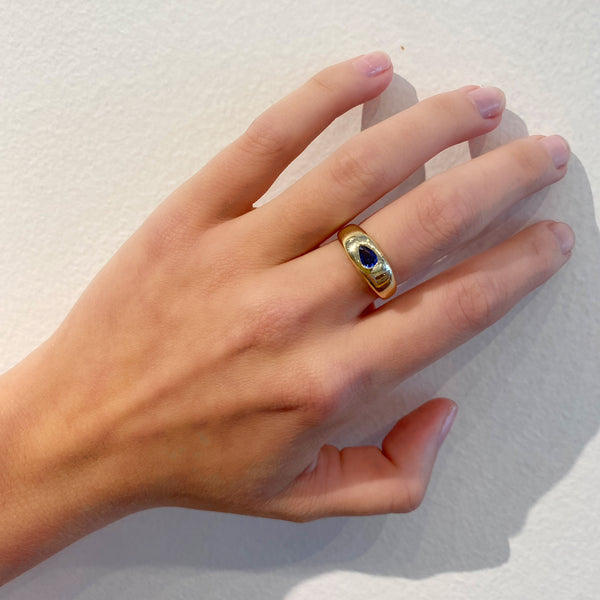 Pear Shape Sapphire Dome Ring