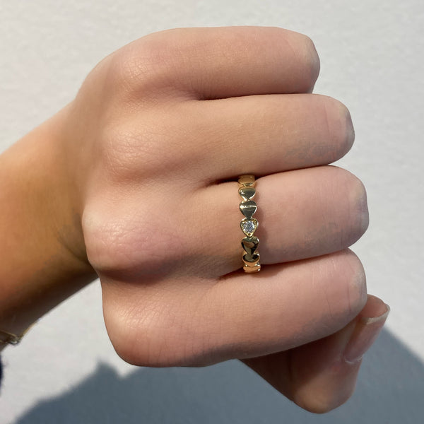 Multi Heart Ring with Diamond