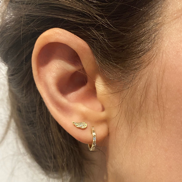 Diamond Baguette Huggie Earrings