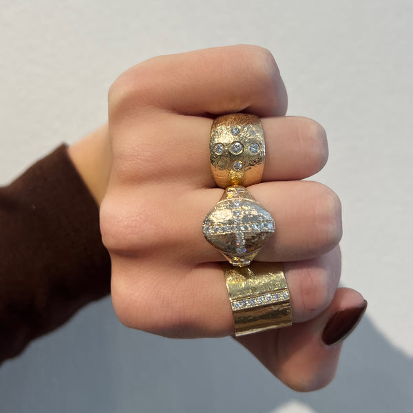 Gold & Diamond Cross Ring