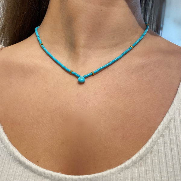 Turquoise with Gold Accent Beads Necklace
