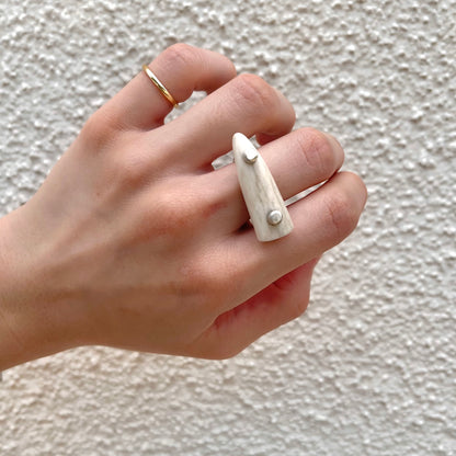Silver Antler Tip Ring