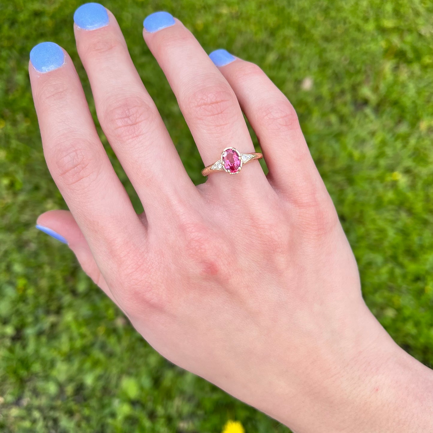 Pink Spinel & Diamond Ring